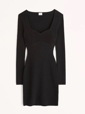 Abercrombie Women's Black Long Sleeve Knit Fitted Dress